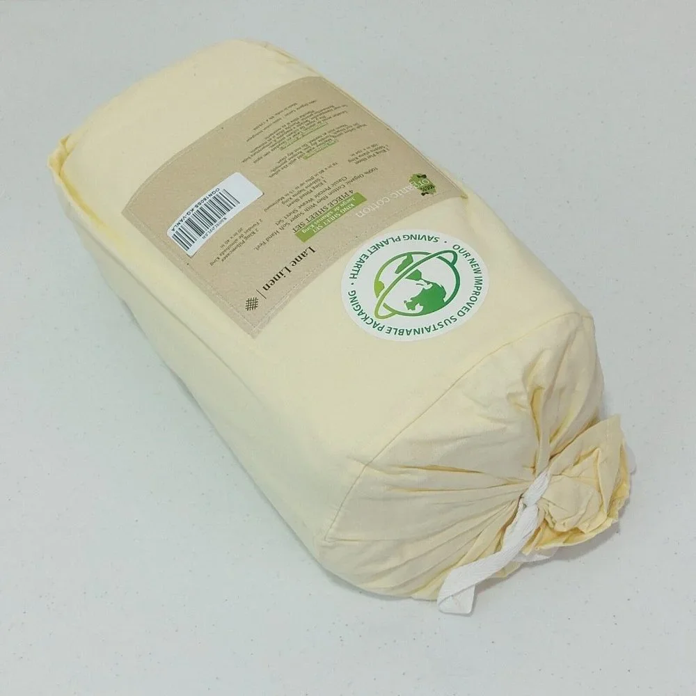 King Size 4 Piece 100% Organic Cotton Sheet Set Light Yellow Color